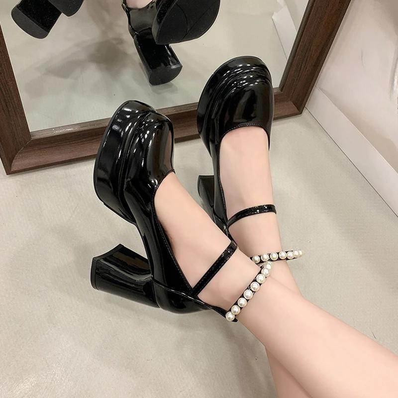 French Pearl Mary Jane Women s Round Toe Shallow Mouth One Buckle Strap Block Heel Platform Pumps 40
French Pearl Mary Jane Women s Round Toe Shallow Mouth One Buckle Strap Block Heel Platform Pumps 40