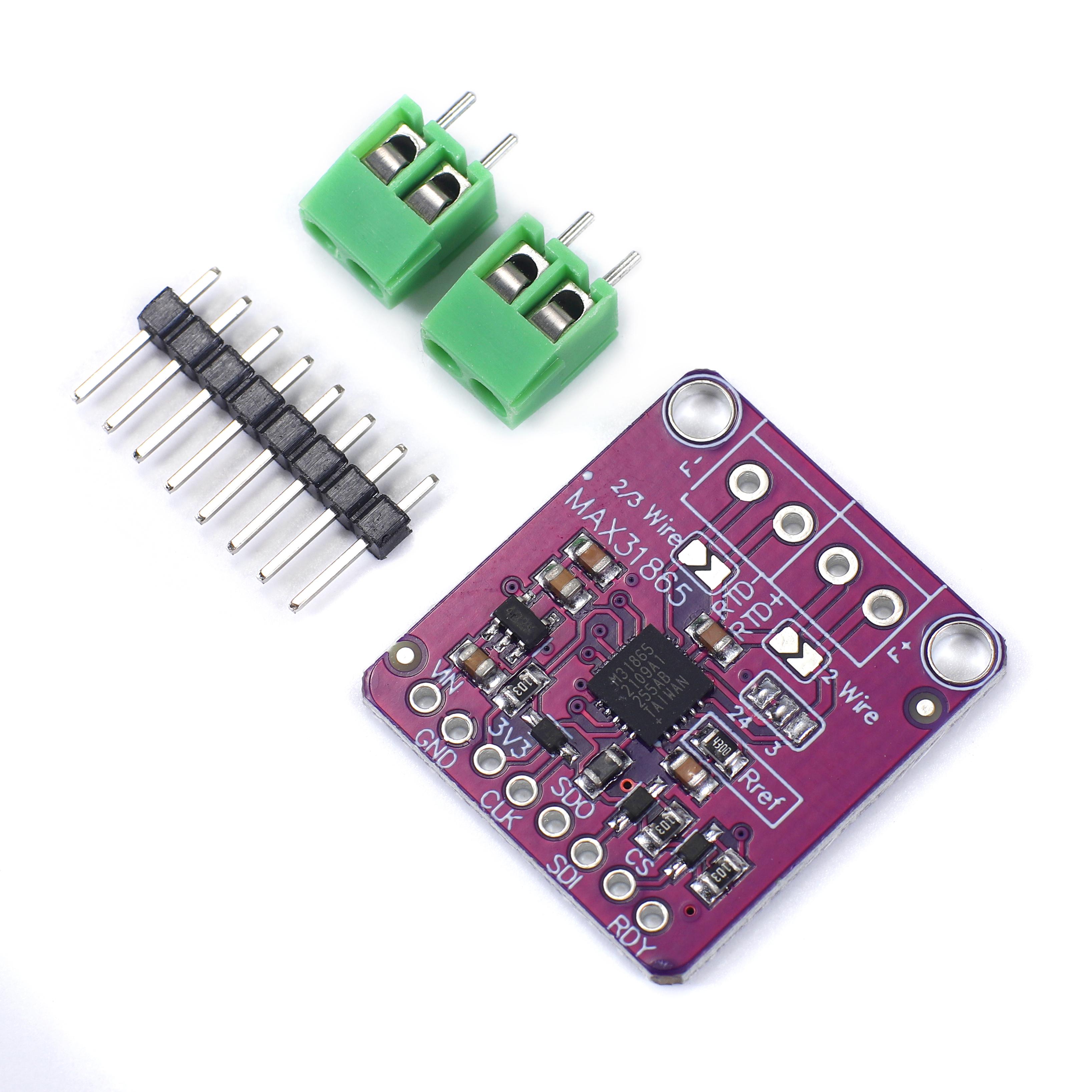 MAX31865 PT100 to PT1000 RTD-to-Digital Converter Board Temperature Thermocouple Sensor Amplifier Module 3.3V/5V For Arduino
MAX31865 PT100 to PT1000 RTD-to-Digital Converter Board Temperature Thermocouple Sensor Amplifier Module 3.3V/5V For Arduino