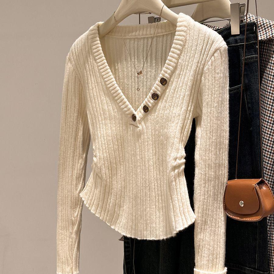 Элегантный облегающий пуловер с V-образным вырезом - Новый зимний стиль, Универсальный французский топ с длинным рукавом One Size белый
Элегантный облегающий пуловер с V-образным вырезом - Новый зимний стиль, Универсальный французский топ с длинным рукавом One Size белый