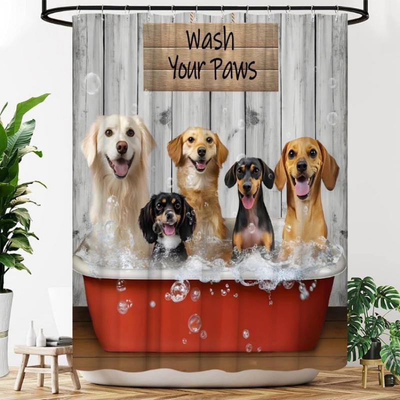 Funny Dogs Shower Curtain Cute Animals In Bathtub Wash Your Paws Pets Farmhouse Wooden Board Fabric Bathroom Decor Curtains With W60H190(CM)-1 Pcs
Funny Dogs Shower Curtain Cute Animals In Bathtub Wash Your Paws Pets Farmhouse Wooden Board Fabric Bathroom Decor Curtains With W60H190(CM)-1 Pcs
