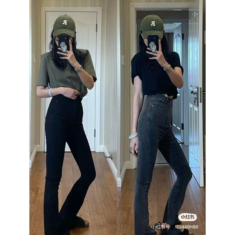 Slimming Long Legs Fashionable Carbon Gray Solid Elastic Denim Trumpet pants Black EUR28
Slimming Long Legs Fashionable Carbon Gray Solid Elastic Denim Trumpet pants Black EUR28