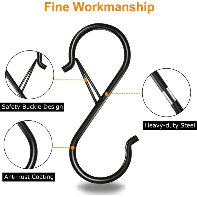 5pcs 5inch Metal S Shaped Hook with With Safety Buckle for Hanging Kitchen Utensils/Plants/Pots & Pans/Clothes, Hats
5pcs 5inch Metal S Shaped Hook with With Safety Buckle for Hanging Kitchen Utensils/Plants/Pots & Pans/Clothes, Hats