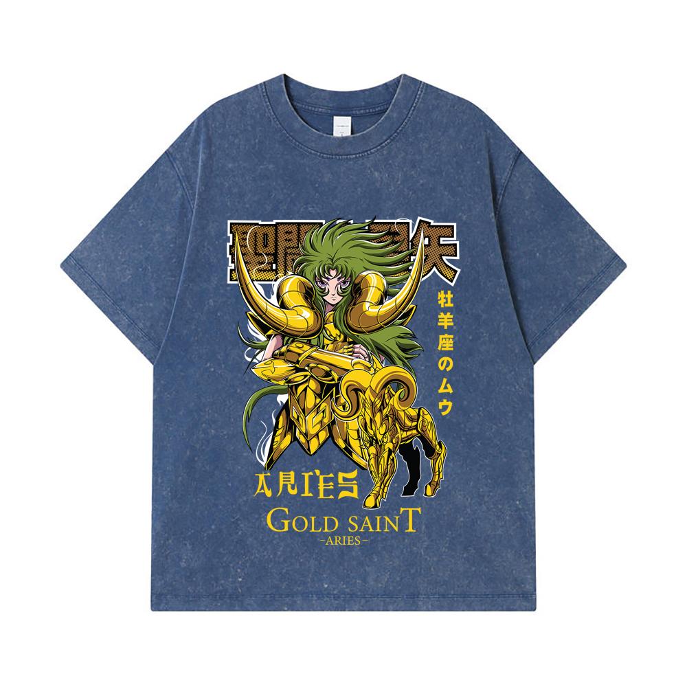 275 GSM Washed T-shirts 100% Cotton Saint Seiya V19 Aries Print Unisex Heavy Cotton T Shirt 2XL королівський синій колір
275 GSM Washed T-shirts 100% Cotton Saint Seiya V19 Aries Print Unisex Heavy Cotton T Shirt 2XL королівський синій колір