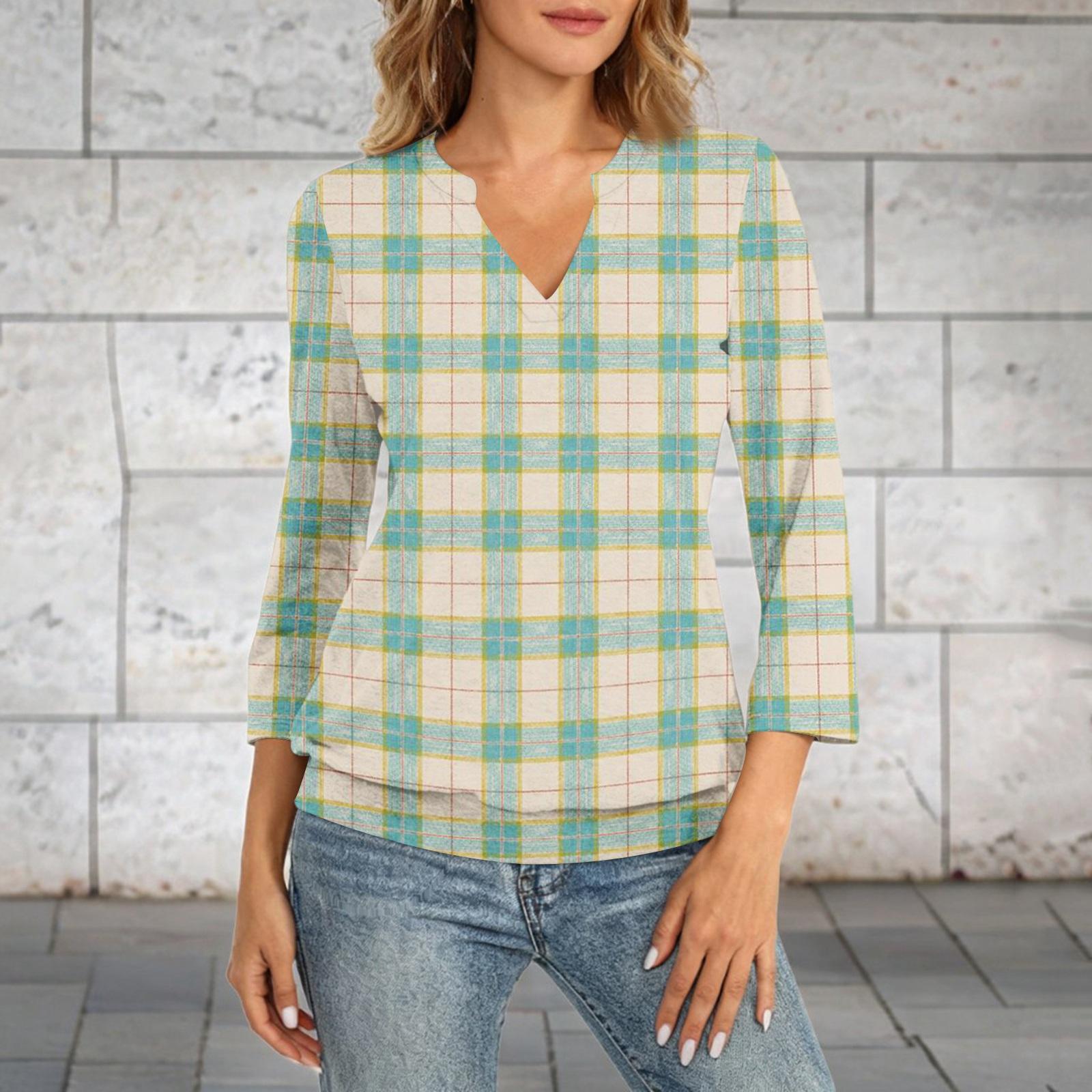 Women s 3/4 Sleeve Top Neck Hem V,Neck Summer Casual ,Shirt Plaid Printed Top L
Women s 3/4 Sleeve Top Neck Hem V,Neck Summer Casual ,Shirt Plaid Printed Top L