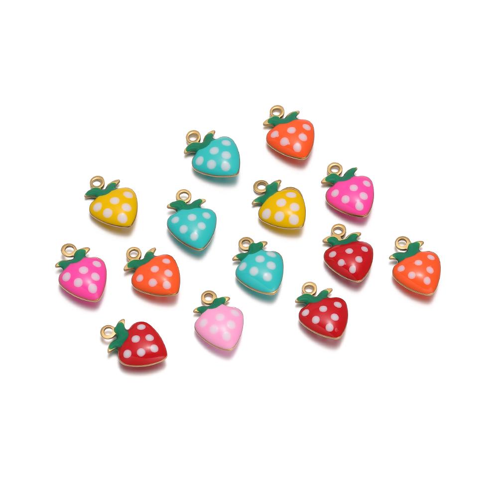20Pcs Stainless Steel Small Enamel Heart Strawberry Charms for DIY Jewelry Necklace Kids Girls Bracelets Pendant Earrings Making
20Pcs Stainless Steel Small Enamel Heart Strawberry Charms for DIY Jewelry Necklace Kids Girls Bracelets Pendant Earrings Making