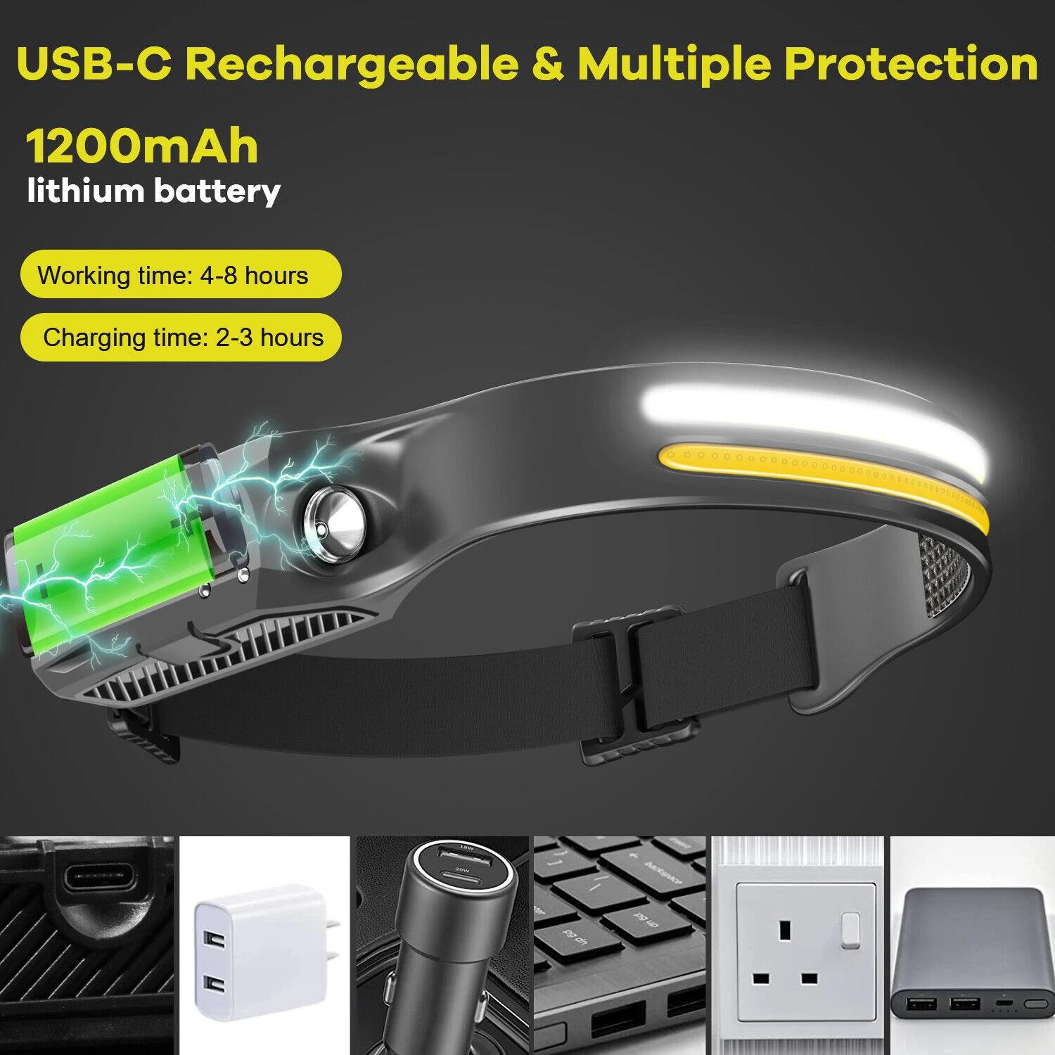 Powerful LED Induction Headlamp Camping Searchlight Headlight Led Head with 18650 Battery USB Rechargeable Fishing Head Lantern 18650 Battery
Powerful LED Induction Headlamp Camping Searchlight Headlight Led Head with 18650 Battery USB Rechargeable Fishing Head Lantern 18650 Battery