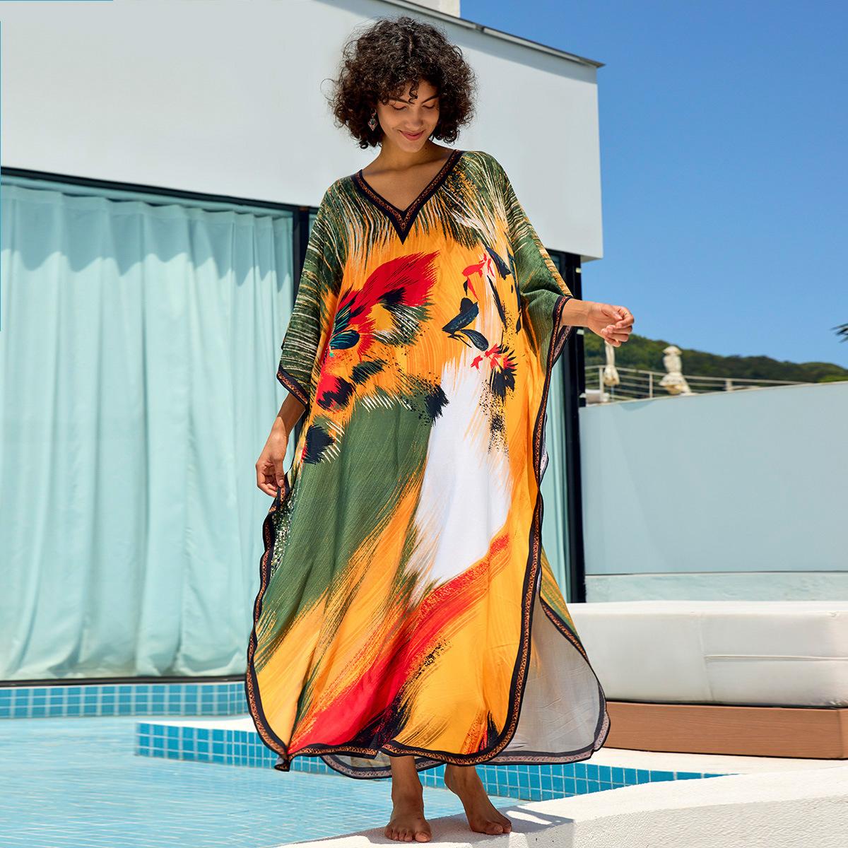 Пляжные кафтаны принтованные макси платья летние женские праздничные накидки для купальников купальные костюмы поставка с фабрики One Size
Пляжные кафтаны принтованные макси платья летние женские праздничные накидки для купальников купальные костюмы поставка с фабрики One Size