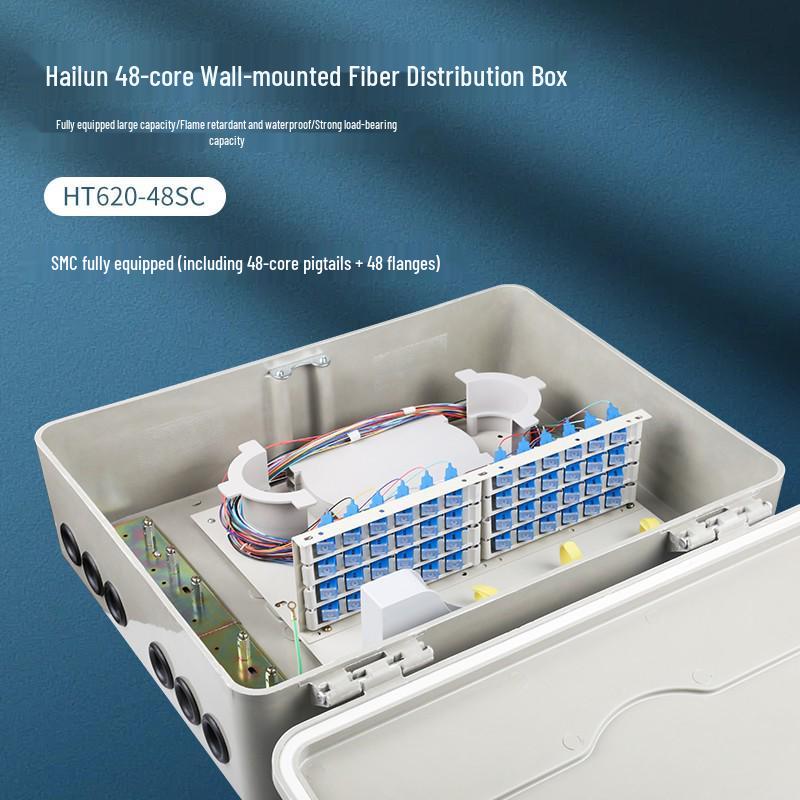 HAILE 48-Core Wall-Mounted Fiber Distribution Box with Pigtails & Flanges
HAILE 48-Core Wall-Mounted Fiber Distribution Box with Pigtails & Flanges