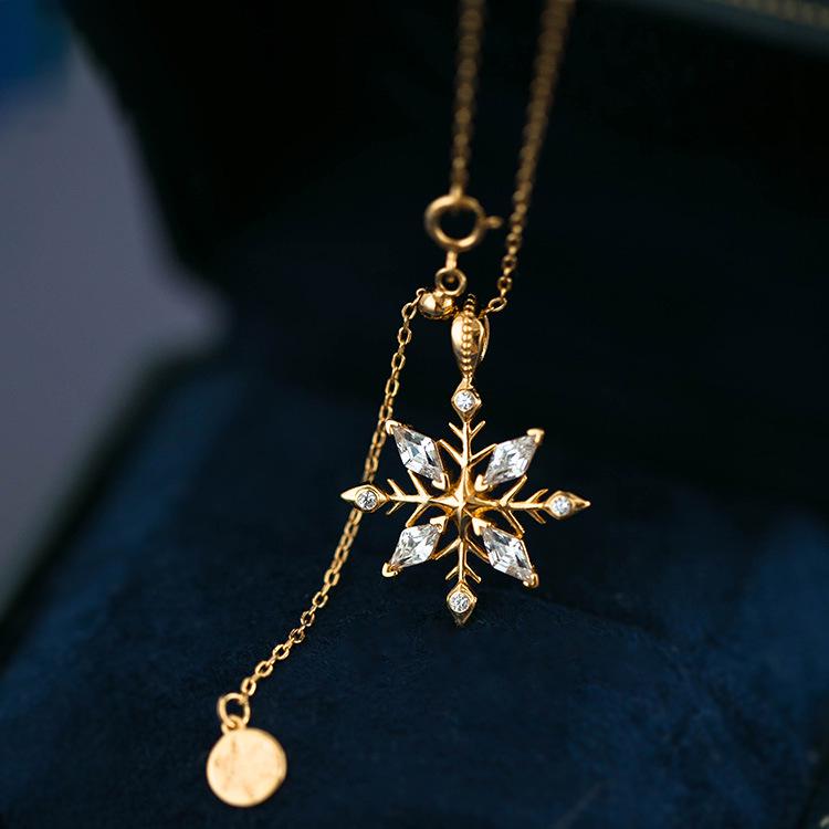 Gold-Plated S925 Sterling Silver Snowflake Pendant Necklace - Elegant, Creative Design for Women 925 Silver
Gold-Plated S925 Sterling Silver Snowflake Pendant Necklace - Elegant, Creative Design for Women 925 Silver
