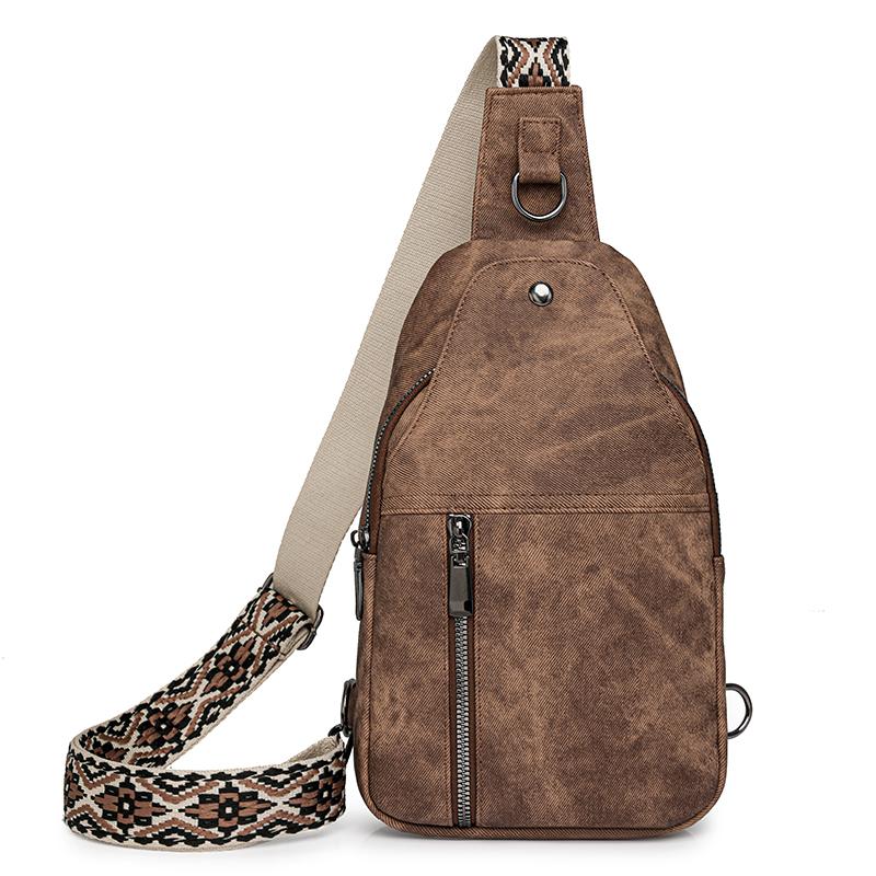 Женская нагрудная сумка, многослойная однотонная сумка через плечо, дорожная многослойная сумка через плечо, сумка для мобильного телефона коричневый
