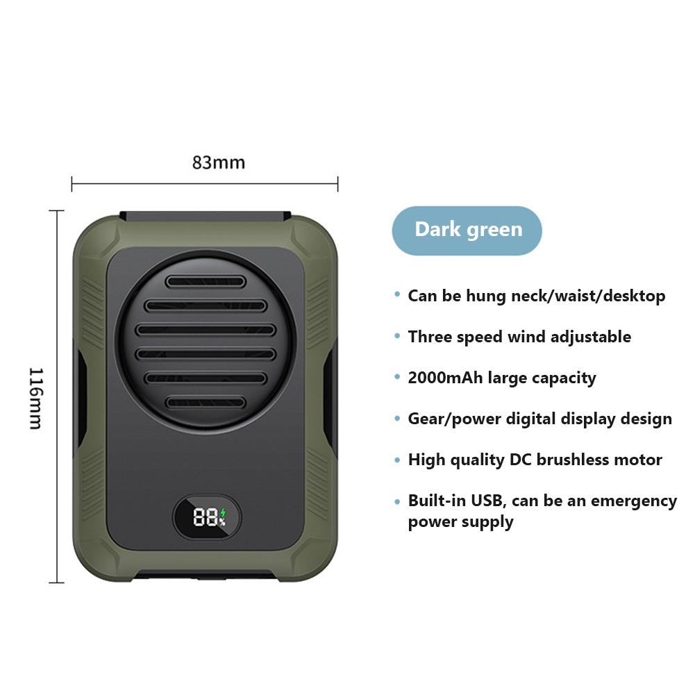 Waist Mounted Fan, Portable Neck Fan 2000mah Rechargeable, Necklace Fan With 20H Working Time 3 Speeds Dark green#0
Waist Mounted Fan, Portable Neck Fan 2000mah Rechargeable, Necklace Fan With 20H Working Time 3 Speeds Dark green#0