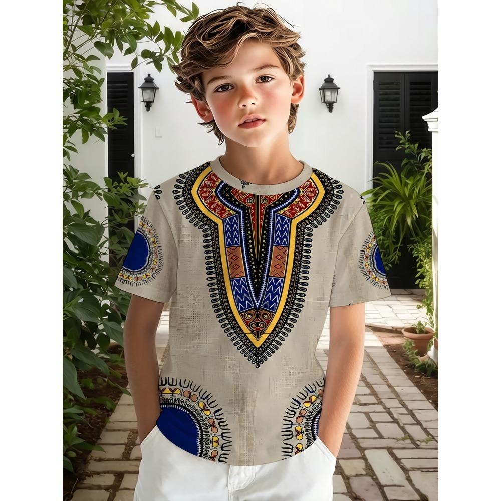 Boys round neck short-sleeved T-shirt, colorful printed T-shirt, comfortable and breathable fabric 100
Boys round neck short-sleeved T-shirt, colorful printed T-shirt, comfortable and breathable fabric 100