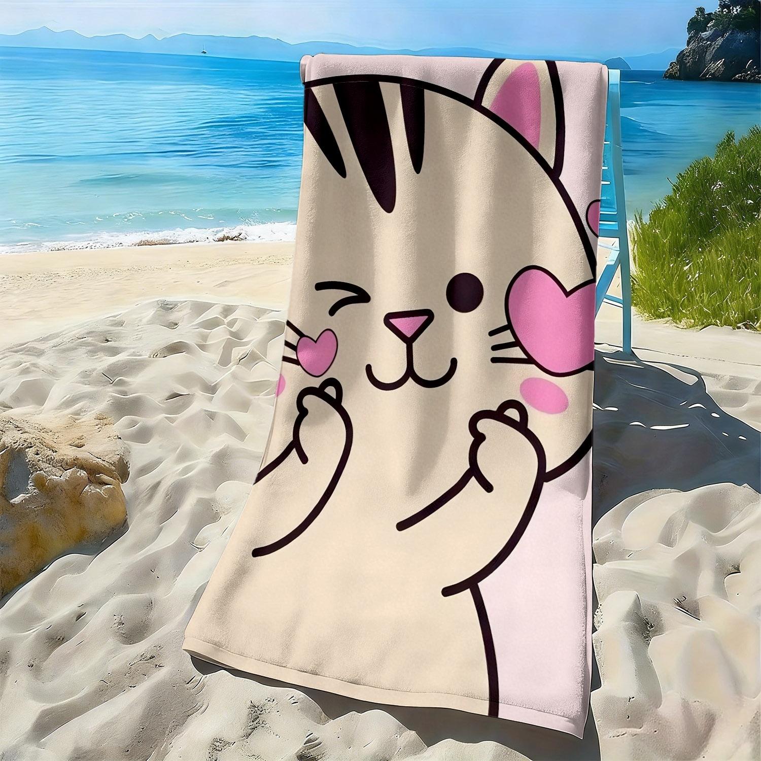 Cartoon kitten with heart-shaped pattern polyester microfiber beach towel is highly absorbent, suitable swimming beach outings W30*H60(CM)
Cartoon kitten with heart-shaped pattern polyester microfiber beach towel is highly absorbent, suitable swimming beach outings W30*H60(CM)