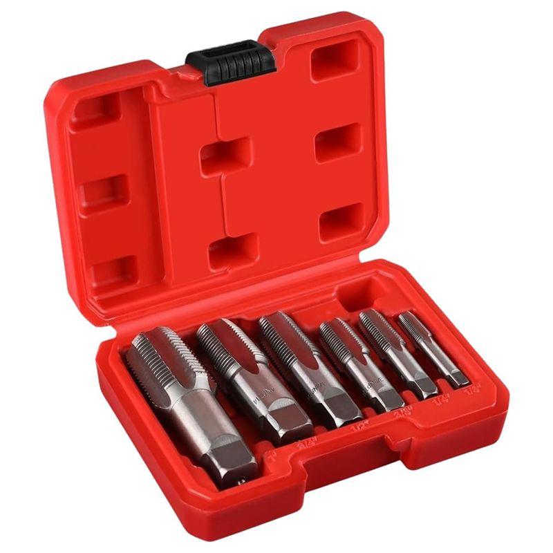 ABJI-6-Piece NPT Pipe Tap Set, Precision Carbon Steel Taper Tap Set With Storage Case For Plumbers Mechanics Diyers срібний
ABJI-6-Piece NPT Pipe Tap Set, Precision Carbon Steel Taper Tap Set With Storage Case For Plumbers Mechanics Diyers срібний