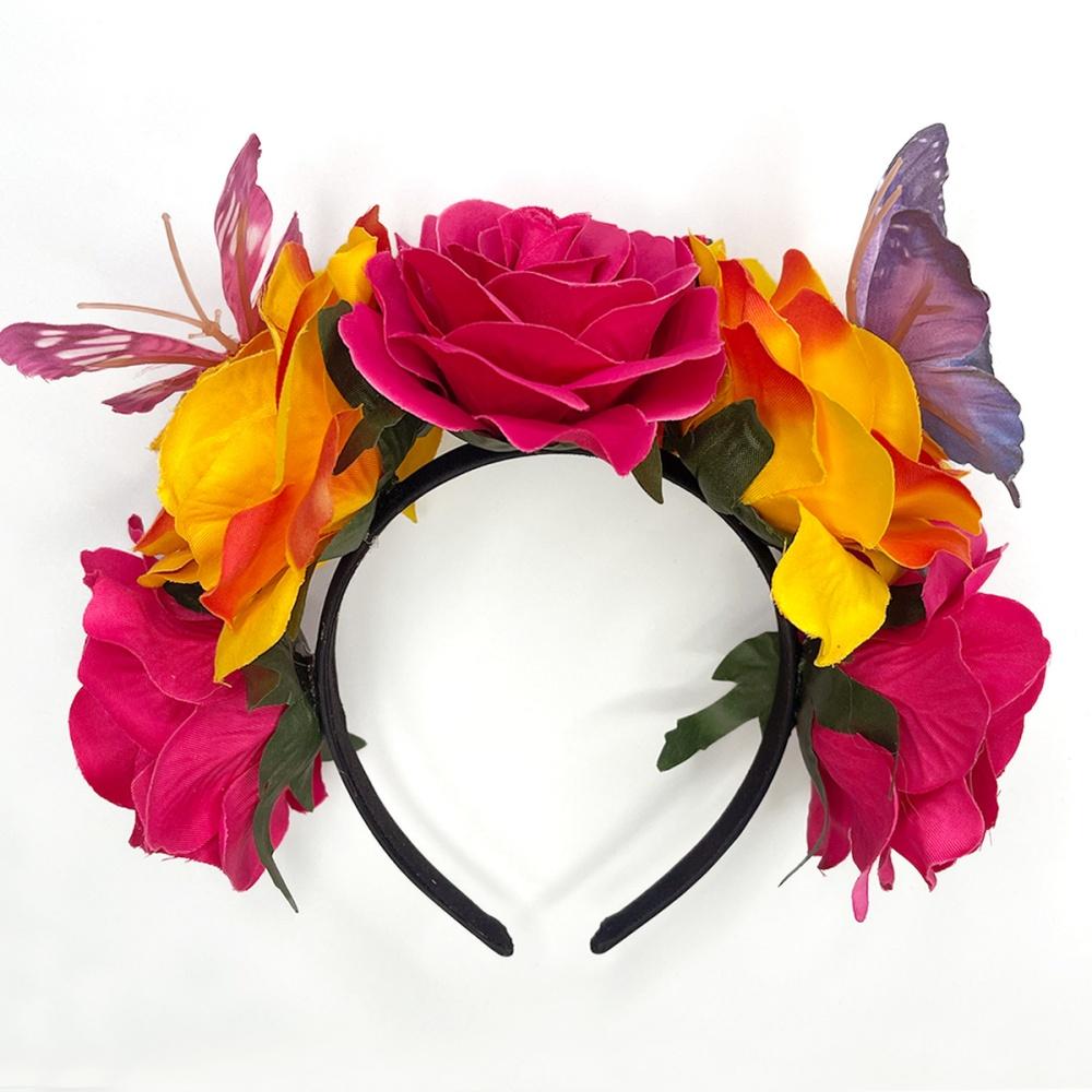 Halloween Colorful Rose Flower Butterfly Headband Mexican Floral Crown Hairband Day of the Dead Headpiece Women Party Headwear рожевий червоний колір
Halloween Colorful Rose Flower Butterfly Headband Mexican Floral Crown Hairband Day of the Dead Headpiece Women Party Headwear рожевий червоний колір
