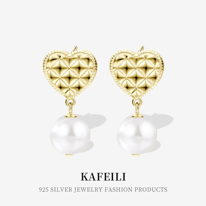 S925 Sterling Silver Baroque Pearl Dangle Earrings with Heart Diamond for Women - European and American Fashion
S925 Sterling Silver Baroque Pearl Dangle Earrings with Heart Diamond for Women - European and American Fashion