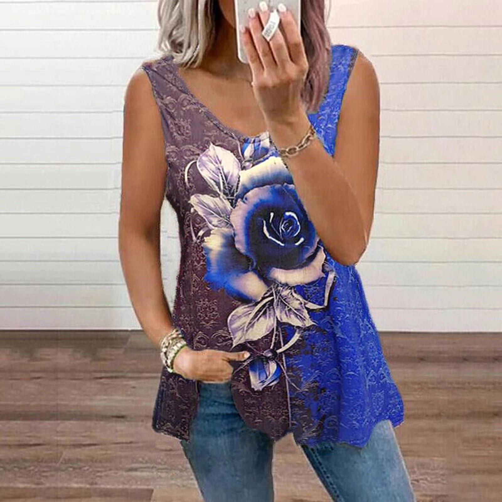 Summer Women s Casual Tank Tops V-neck Rose Print Sleeveless Loose Vest T-shirt XXXL синий
Summer Women s Casual Tank Tops V-neck Rose Print Sleeveless Loose Vest T-shirt XXXL синий