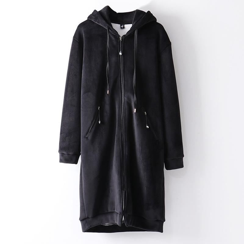 Women s Medium Long Velvet Zipper Jacket Loose Versatile Cardigan Hoodie Spring Autumn Student Black Thickened Coat Top One Size
Women s Medium Long Velvet Zipper Jacket Loose Versatile Cardigan Hoodie Spring Autumn Student Black Thickened Coat Top One Size