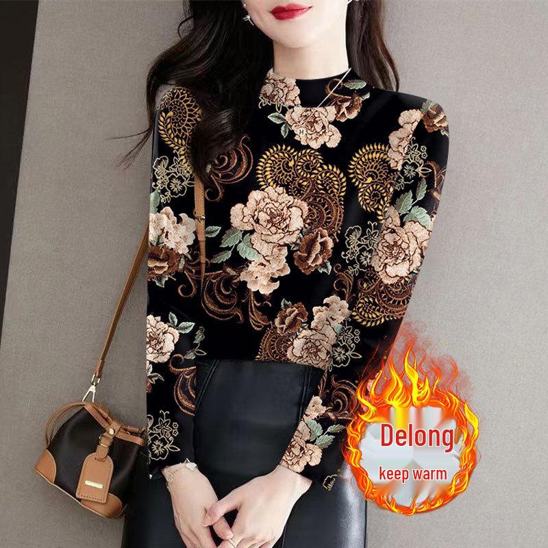 Ribbed Velvet Floral Heat-Retaining Long-Sleeve Top for Autumn/Winter Moms M (Up to 90 lbs)
Ribbed Velvet Floral Heat-Retaining Long-Sleeve Top for Autumn/Winter Moms M (Up to 90 lbs)