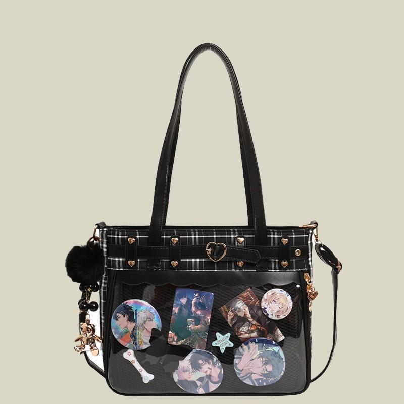 Plaid new transparent tote bag large capacity messenger shoulder bag portable чёрный
Plaid new transparent tote bag large capacity messenger shoulder bag portable чёрный