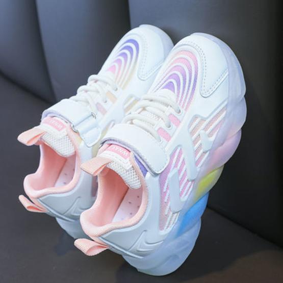 Детская обувь на плоской подошве, весенне-летняя нескользящая спортивная обувь на мягкой подошве, дышащая повседневная обувь с цветной сеткой 26