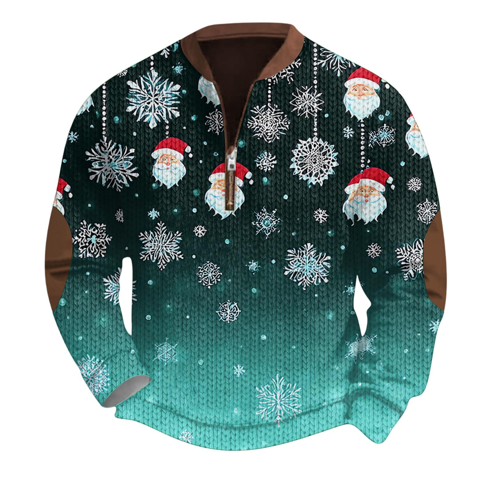 Мужской рождественский свитер на молнии, винтажный вязаный графический свитшот, рождественский пуловер со стойкой S циан
Мужской рождественский свитер на молнии, винтажный вязаный графический свитшот, рождественский пуловер со стойкой S циан