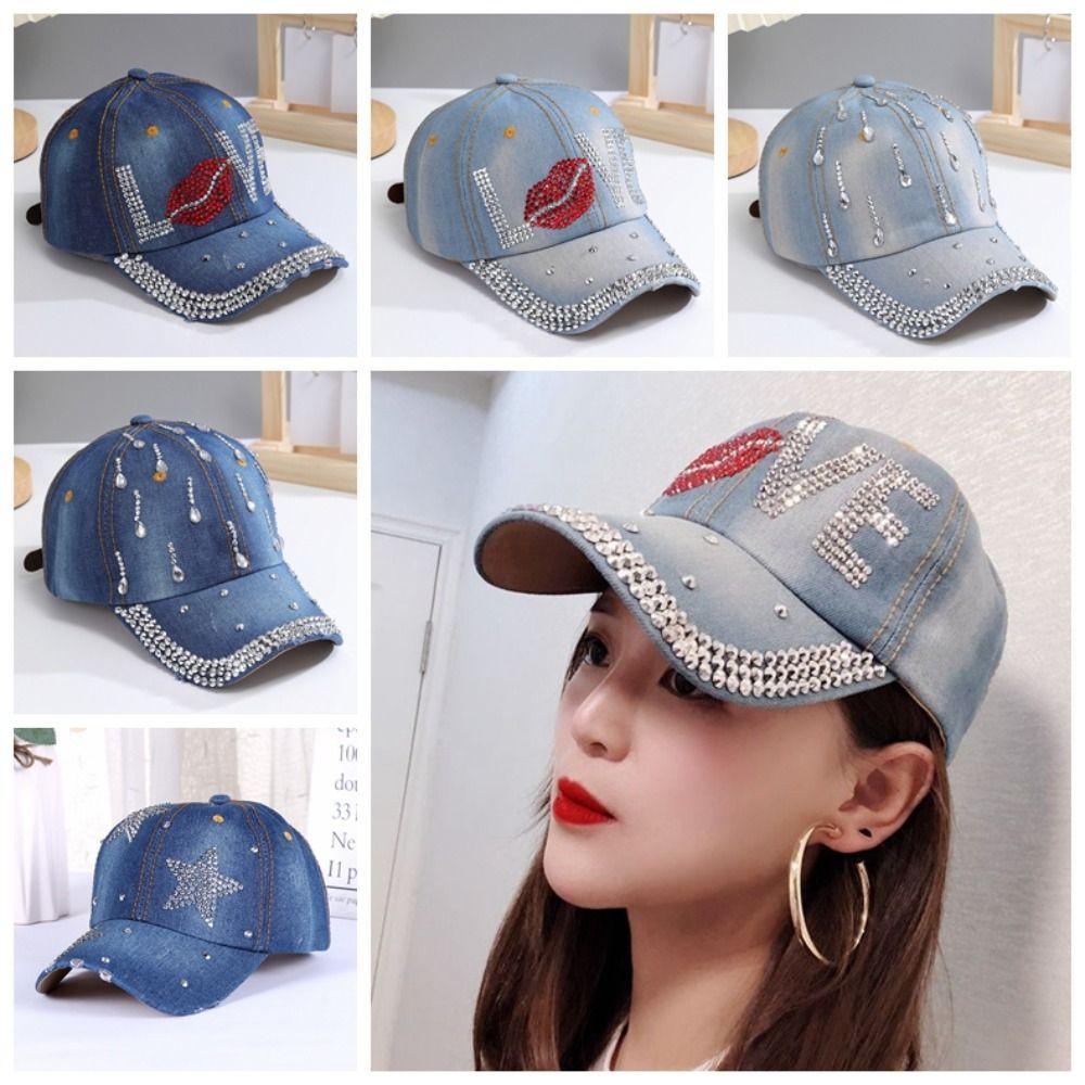 Lips Rhinestone Baseball Cap Love Heart Summer Denim Cap Casual Sequins Star Sun Hat Streetwear light blue-love
Lips Rhinestone Baseball Cap Love Heart Summer Denim Cap Casual Sequins Star Sun Hat Streetwear light blue-love