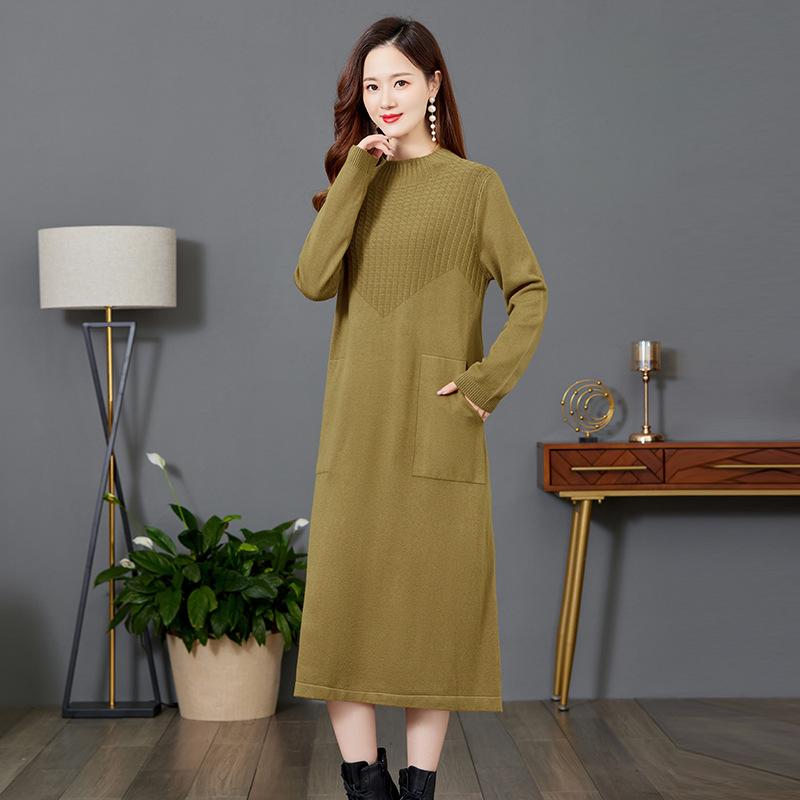 Вязаное платье с полувысоким воротником для женщин на осень и зиму, однотонный свободный длинный свитер, повседневная женская одежда 2XL дубильная кора
Вязаное платье с полувысоким воротником для женщин на осень и зиму, однотонный свободный длинный свитер, повседневная женская одежда 2XL дубильная кора