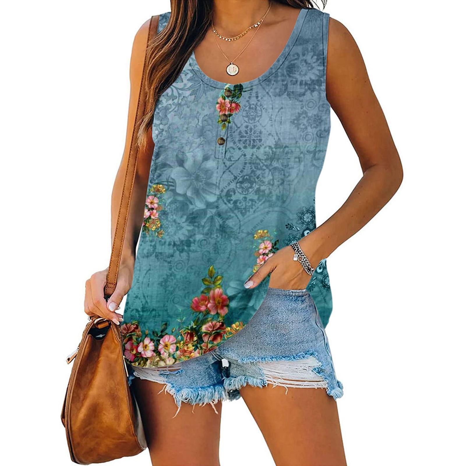 Женская летняя повседневная футболка без рукавов с цветочным принтом и круглым вырезом, топы, блузка M синий
Женская летняя повседневная футболка без рукавов с цветочным принтом и круглым вырезом, топы, блузка M синий
