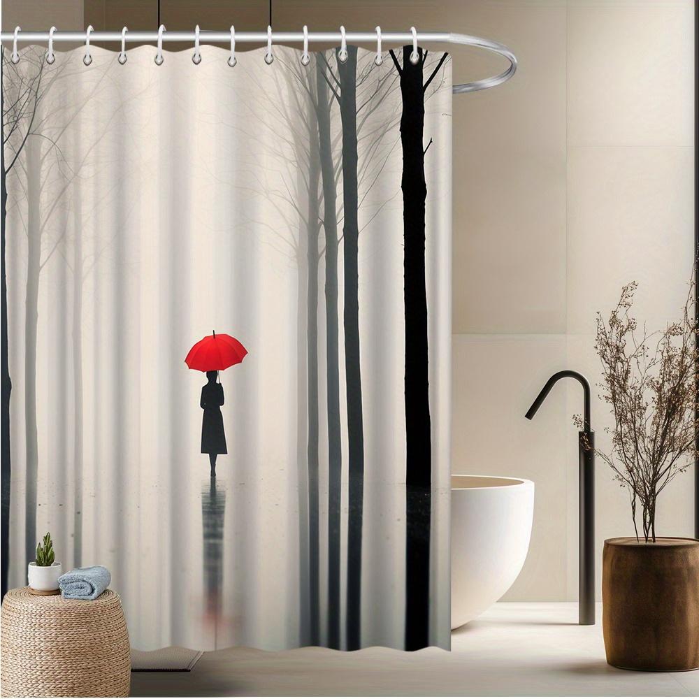 Red Umbrella Woman Silhouette Shower Curtain – Misty Forest Design, Durable Polyester With 12 Hooks W60H190(CM)-1 Pcs
Red Umbrella Woman Silhouette Shower Curtain – Misty Forest Design, Durable Polyester With 12 Hooks W60H190(CM)-1 Pcs