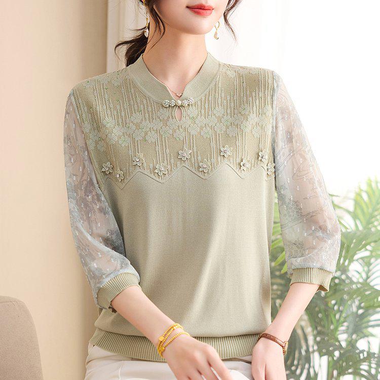 Elegant Lace-Trimmed Seven-Sleeve T-Shirt for Mid-Aged and Elderly Women - Stylish, Comfortable, Slimming Fit 4XL (Recommended 135-150 jin) зелёный
Elegant Lace-Trimmed Seven-Sleeve T-Shirt for Mid-Aged and Elderly Women - Stylish, Comfortable, Slimming Fit 4XL (Recommended 135-150 jin) зелёный