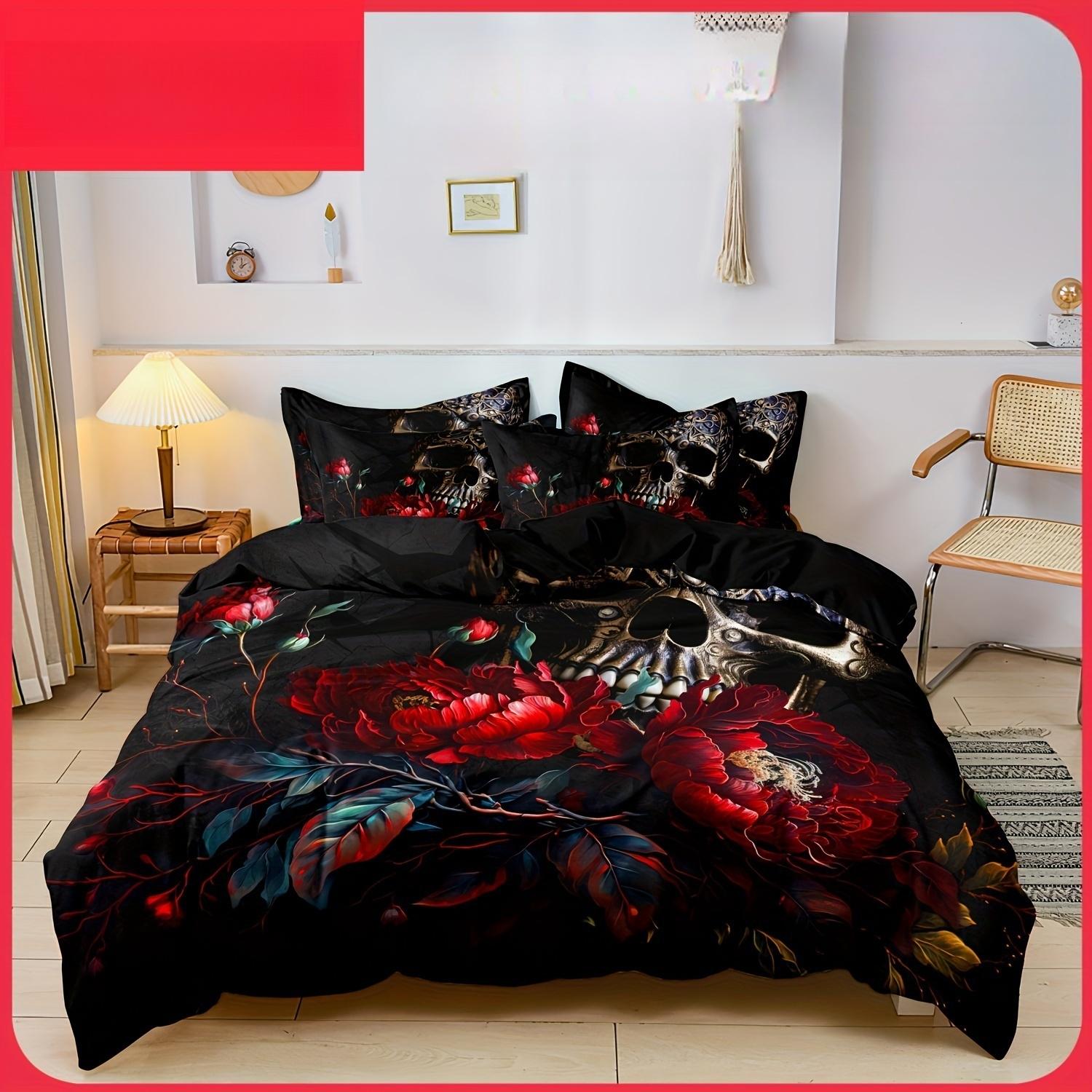 Gothic Skul Floral Soft durable Quality Duvet Cover Set Soft Breathable HD Printing Beding for Home Dorm Decor Comfortable And Durable Beding Set 100*200cm Single
Gothic Skul Floral Soft durable Quality Duvet Cover Set Soft Breathable HD Printing Beding for Home Dorm Decor Comfortable And Durable Beding Set 100*200cm Single