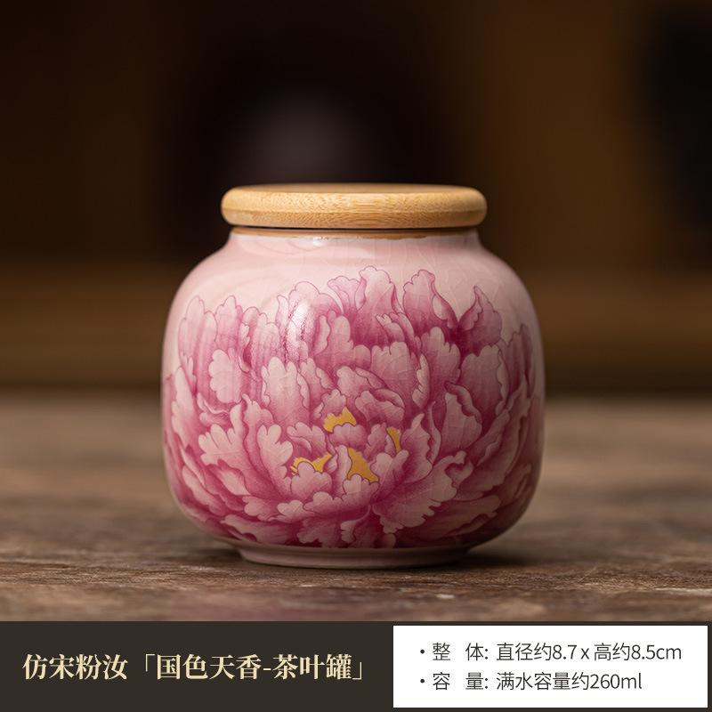 Ru Kiln National Style Peony Tea Box Organizer Moisture-proof Zen Storage Tank Containers Tea Caddy For Tea Supplies Decoration
Ru Kiln National Style Peony Tea Box Organizer Moisture-proof Zen Storage Tank Containers Tea Caddy For Tea Supplies Decoration