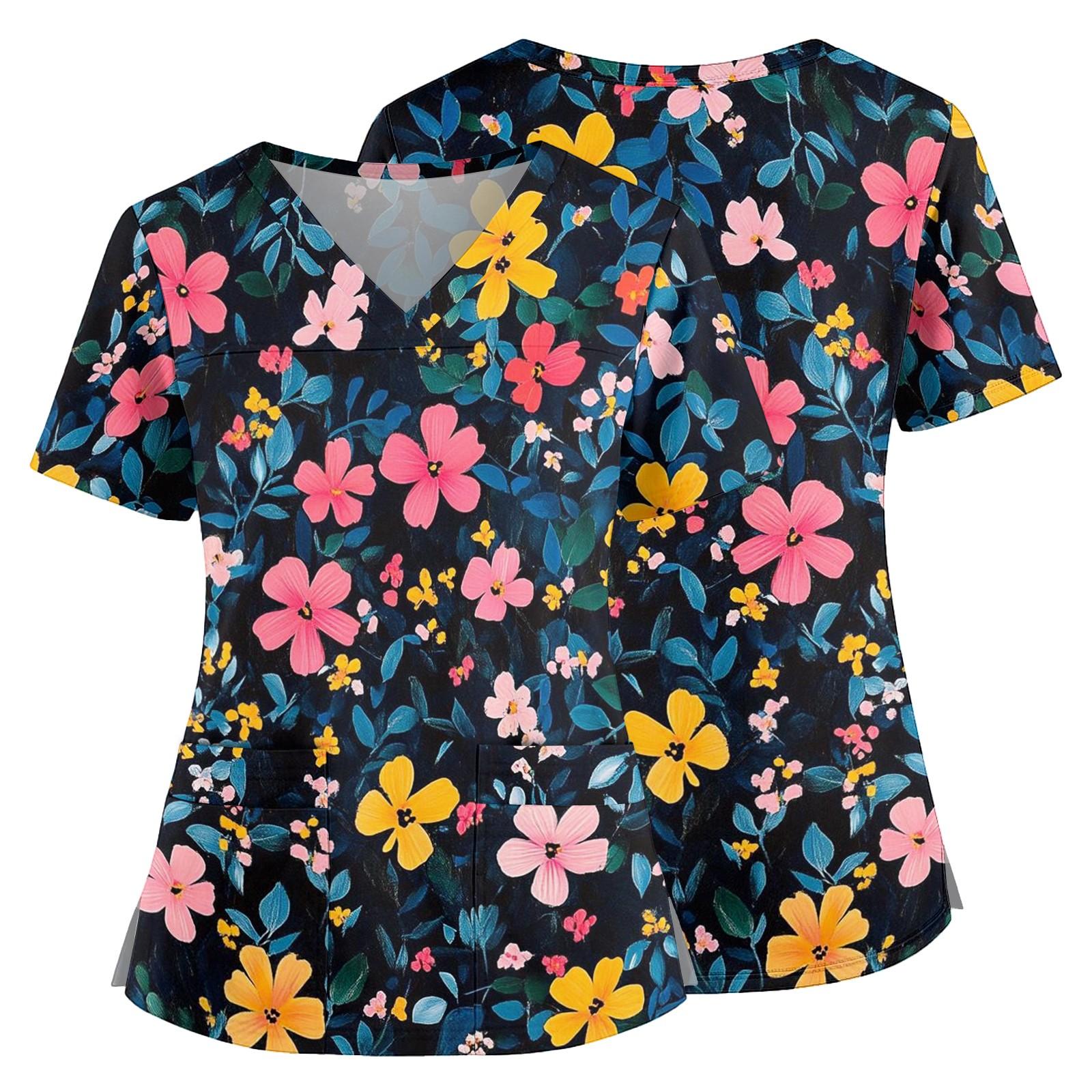 Floral Print V Neck Medical Scrub Top with Pockets Side Slits Short Sleeve Nurse Uniform Shirt for Women Comfortable Fit XXXL чёрный
Floral Print V Neck Medical Scrub Top with Pockets Side Slits Short Sleeve Nurse Uniform Shirt for Women Comfortable Fit XXXL чёрный