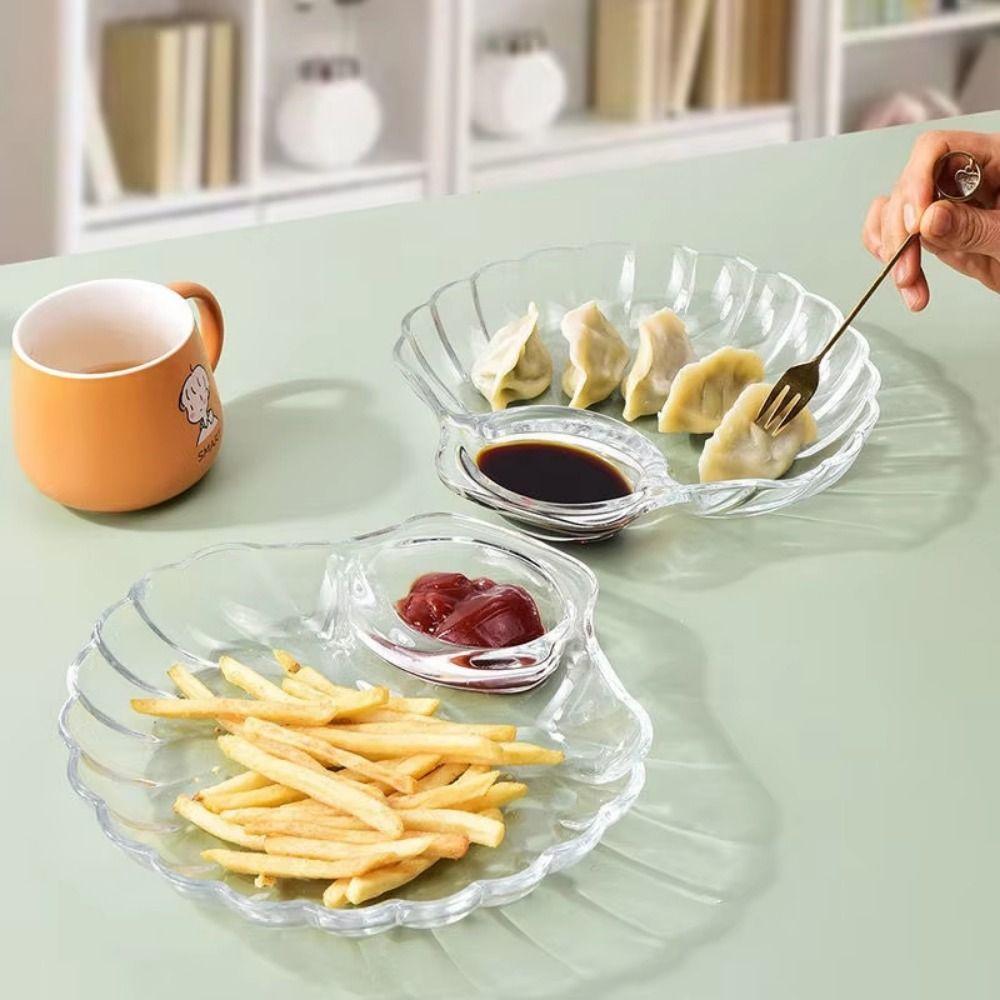 Shell Shaped Glass Separating Plates with Vinegar Discs Food Compartment Tray Household
Shell Shaped Glass Separating Plates with Vinegar Discs Food Compartment Tray Household