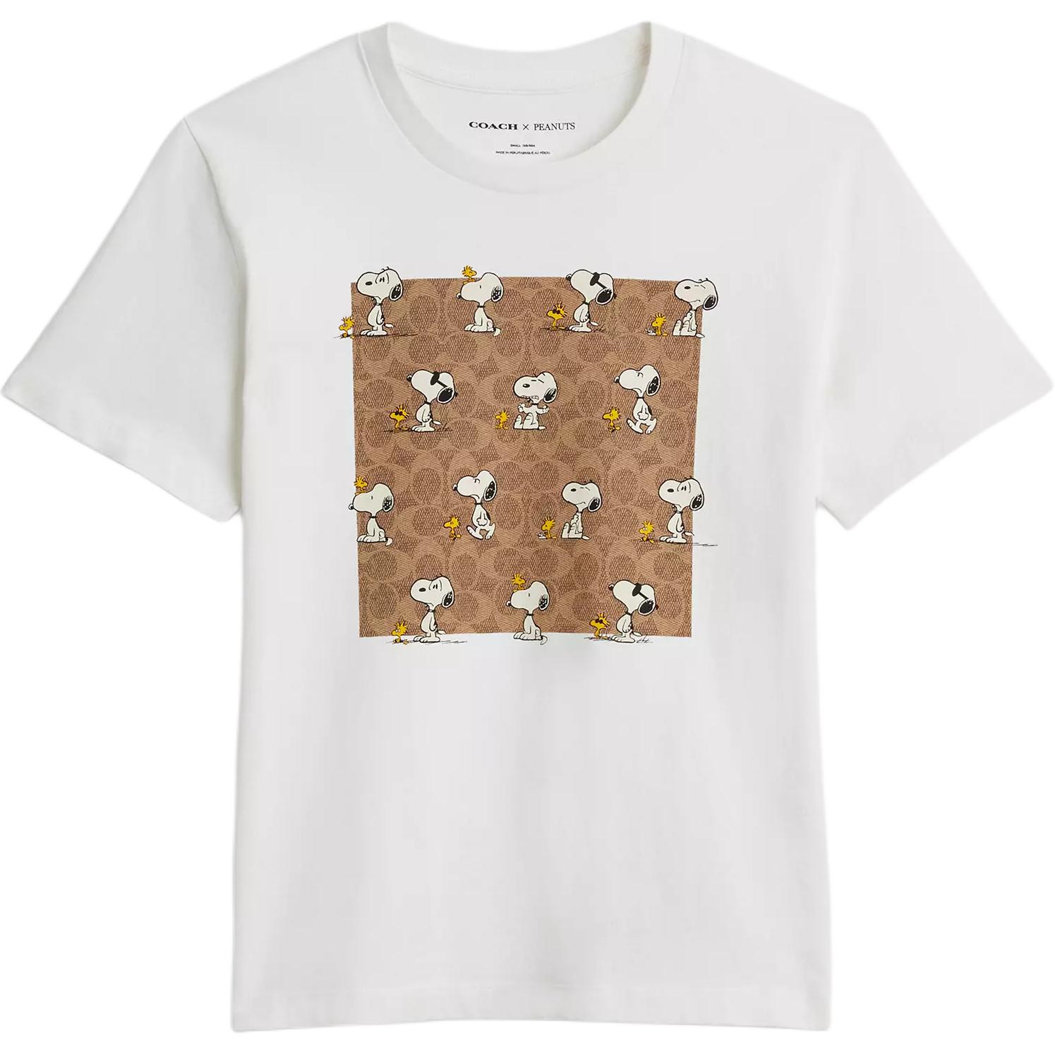 Coach X Peanuts Snoopy Фирменная квадратная футболка с коротким рукавом обычного кроя Женские топы Белая CBF06-WHT S
Coach X Peanuts Snoopy Фирменная квадратная футболка с коротким рукавом обычного кроя Женские топы Белая CBF06-WHT S