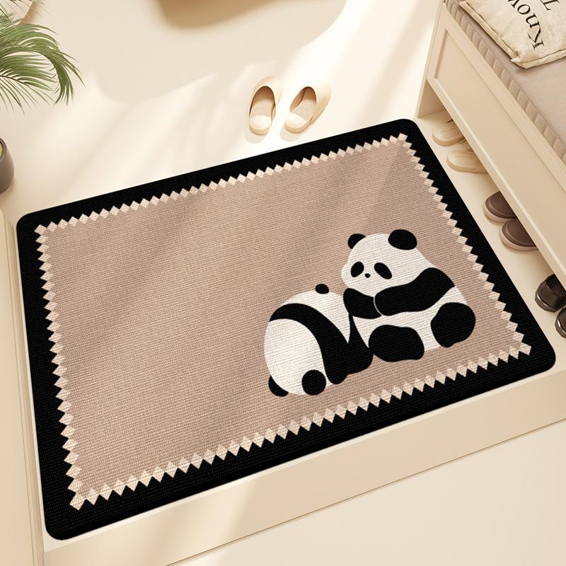 Мультяшная панда Безопасный вход Keni Velvet Входная дверь Нескользящий коврик Бытовой входной коврик Впитывающий грязь 50*80cm