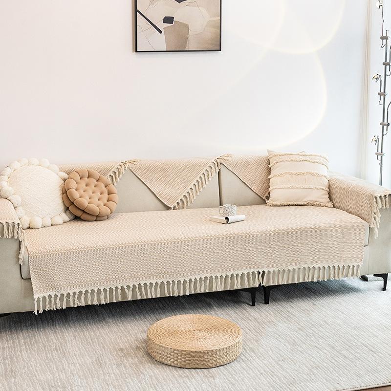 Хлопковая и льняная диванная подушка на четыре сезона, универсальная нескользящая простая холщовая подушка в полоску с рукавами, ткань в скандинавском стиле 70*70cm