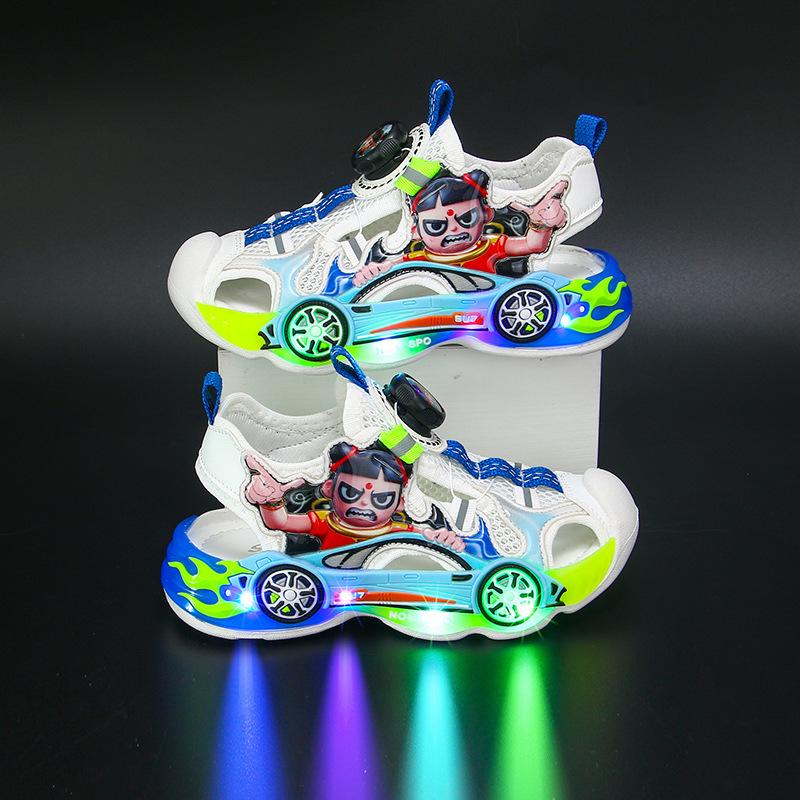 Trendy brand Nezha boys sandals, Nezha light-up fire wheel rotating buckle closed-toe anti-kick sports sandals, direct delivery 23Inner Length14.6cm синий
Trendy brand Nezha boys sandals, Nezha light-up fire wheel rotating buckle closed-toe anti-kick sports sandals, direct delivery 23Inner Length14.6cm синий