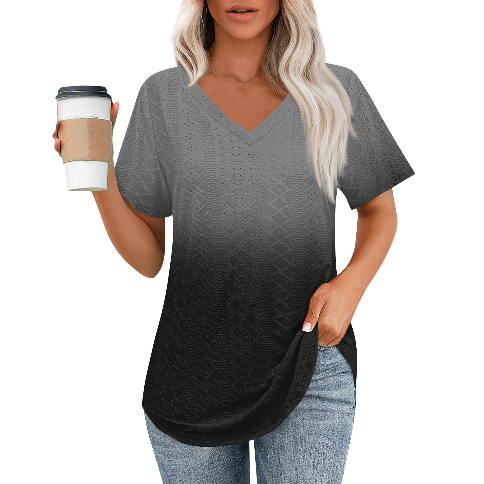 Женские футболки с V-образным вырезом и коротким рукавом, повседневные топы свободного кроя, базовые футболки с закругленным подолом L чёрный
Женские футболки с V-образным вырезом и коротким рукавом, повседневные топы свободного кроя, базовые футболки с закругленным подолом L чёрный