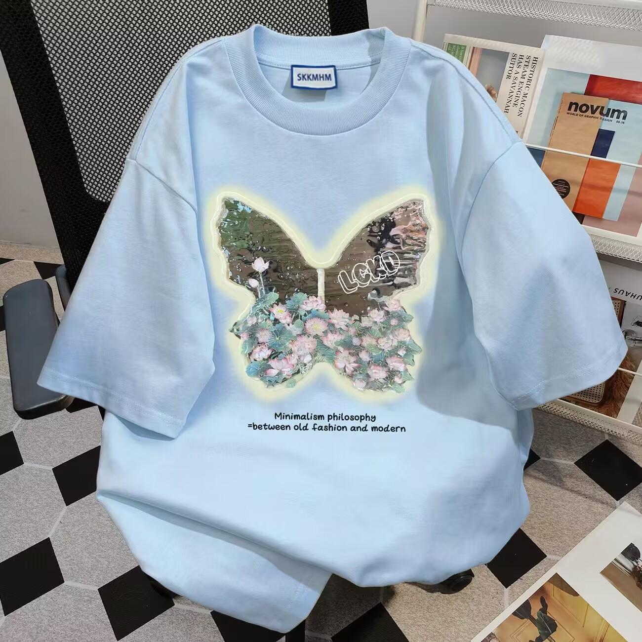 Летняя женская футболка с принтом бабочек, корейский выпуск, свободная однотонная женская футболка с короткими рукавами и круглым вырезом, топ в стиле ленивой моды XL небесно-голубой
Летняя женская футболка с принтом бабочек, корейский выпуск, свободная однотонная женская футболка с короткими рукавами и круглым вырезом, топ в стиле ленивой моды XL небесно-голубой