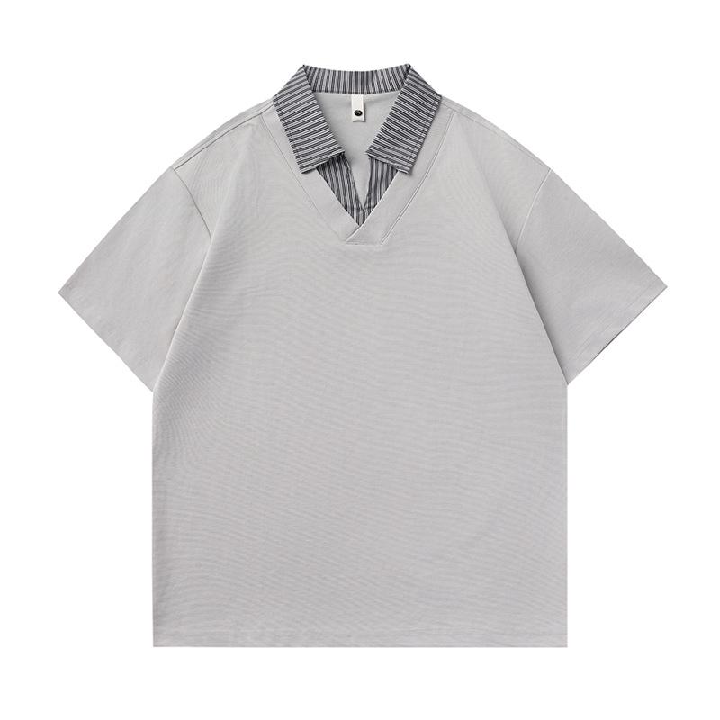 Mu Qiu Men s Striped Color Block Faux Two-Piece Polo Shirt - Short Sleeve, Loose Fit, V-Neck 2XL (160-180 jin)
Mu Qiu Men s Striped Color Block Faux Two-Piece Polo Shirt - Short Sleeve, Loose Fit, V-Neck 2XL (160-180 jin)
