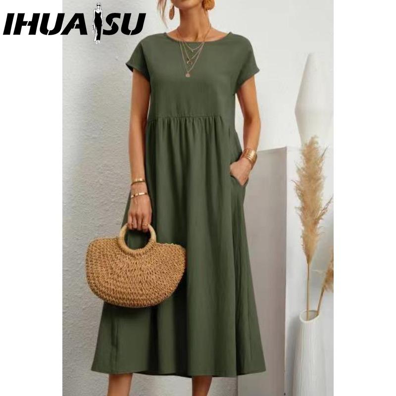 IHUASU Женская мода Лето Весна Однотонный принт Короткий рукав Круглый вырез Повседневные платья L армия зеленый
IHUASU Женская мода Лето Весна Однотонный принт Короткий рукав Круглый вырез Повседневные платья L армия зеленый