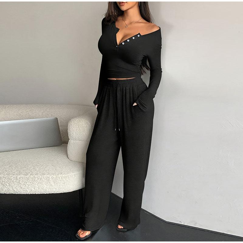 Women Top Pant Sets Sexy V-neck Long Sleeve Shirts Slim Elastic High Waist Wide Leg Pant Sets 2026 Spring Autumn Lady Home Suits S чёрный
Women Top Pant Sets Sexy V-neck Long Sleeve Shirts Slim Elastic High Waist Wide Leg Pant Sets 2026 Spring Autumn Lady Home Suits S чёрный