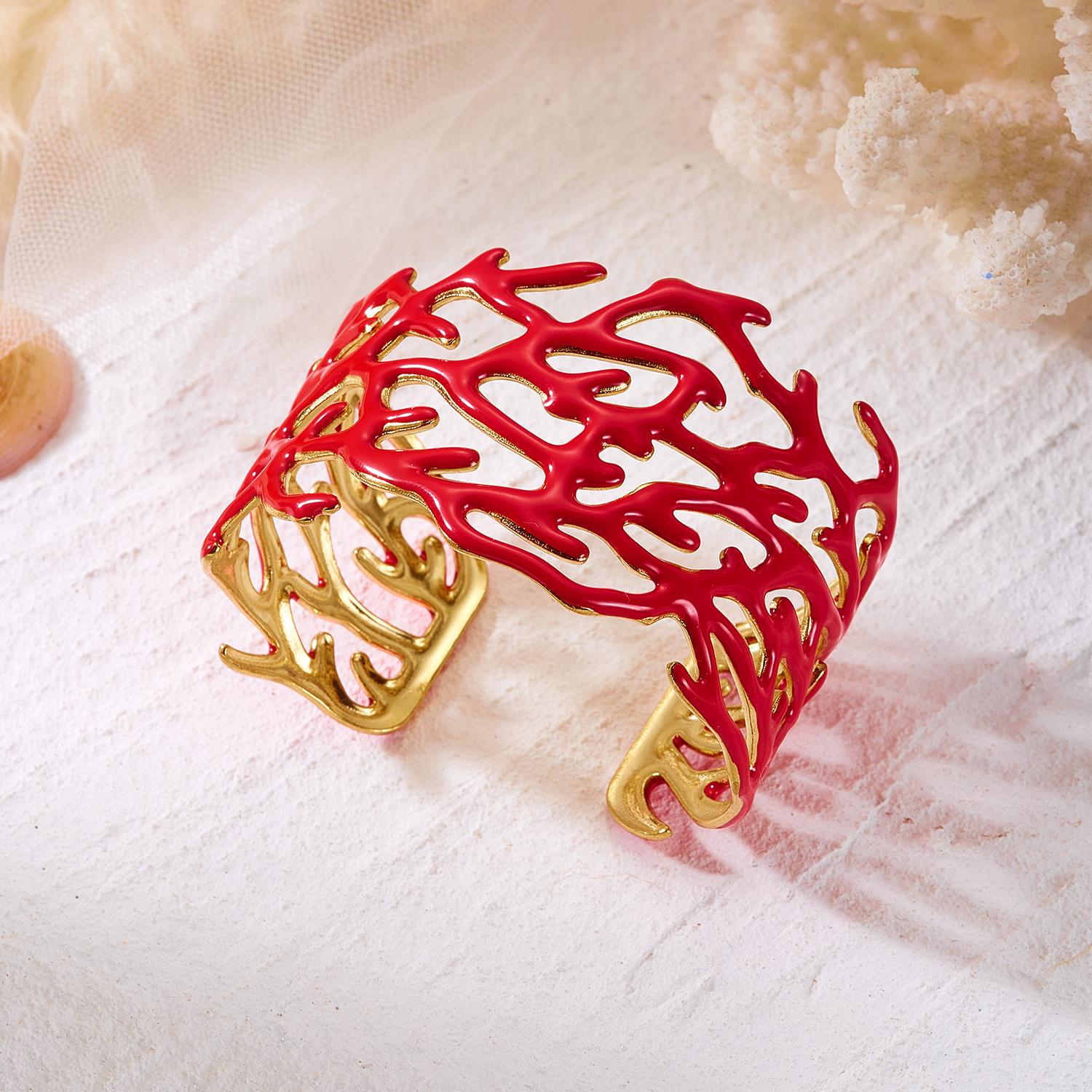 Exaggerated Starfish CZ Stone Cuff Bracelet Set for Women Fashion Red Coral Open Bangle Summer Beach Vacation Jewelry Gift
Exaggerated Starfish CZ Stone Cuff Bracelet Set for Women Fashion Red Coral Open Bangle Summer Beach Vacation Jewelry Gift