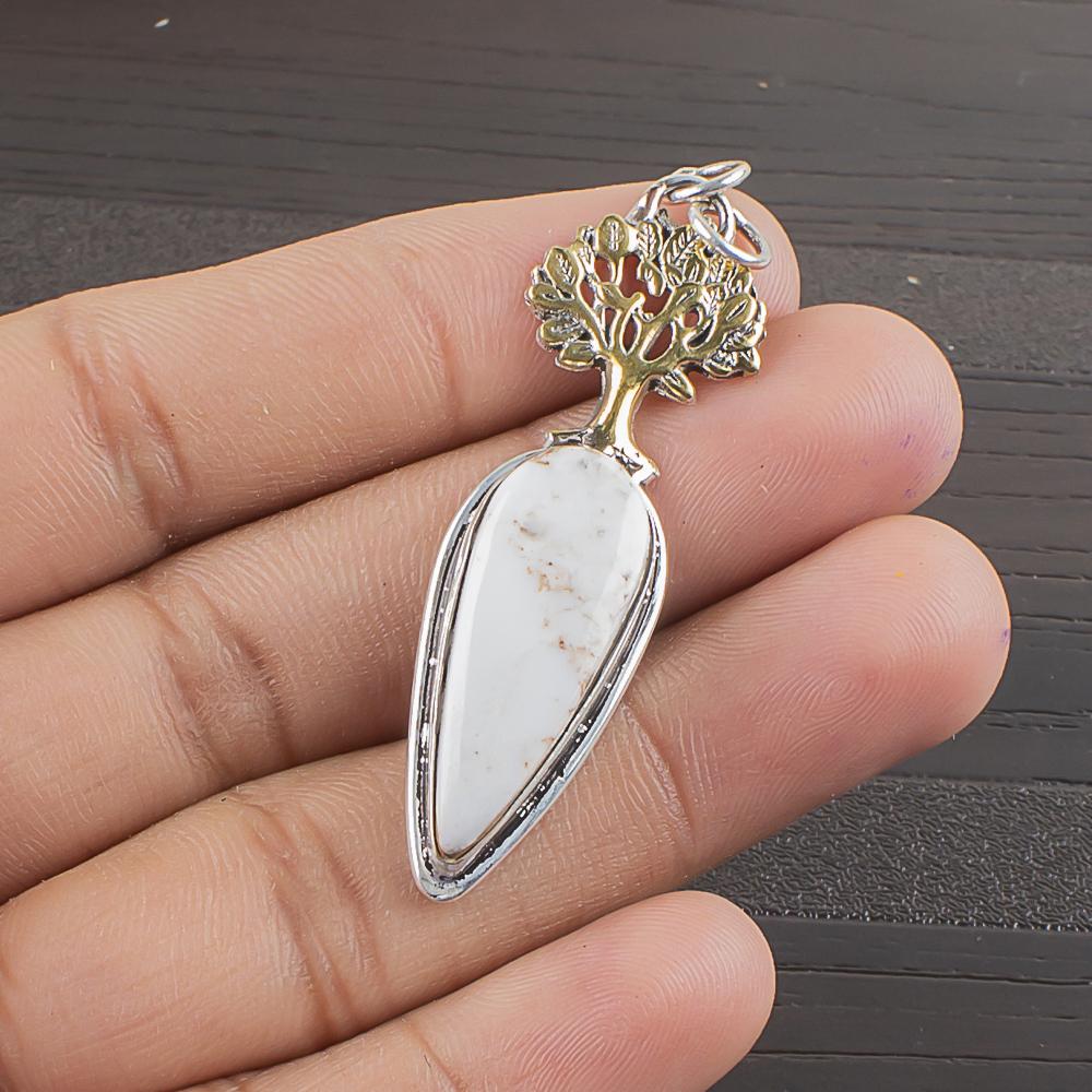 Natural White Howlite Gemstone 925 Sterling Silver Jewelry Pendant 2.05 AJP-2195
Natural White Howlite Gemstone 925 Sterling Silver Jewelry Pendant 2.05 AJP-2195