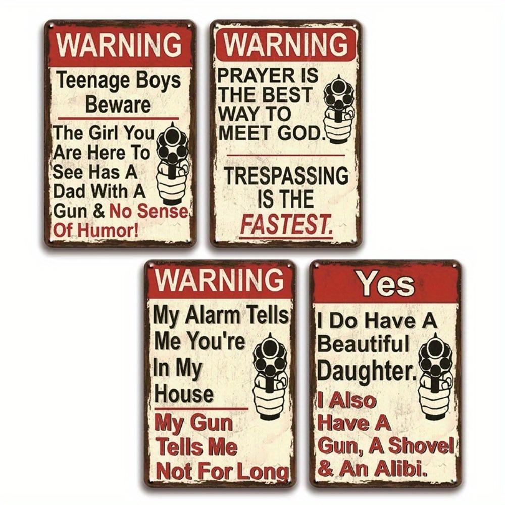 Vintage Warning Metal Tin Signs 4-Pack Funny No Trespassing Plaque 12x8 Inch Rustic Iron Wall Hanging Indoor Outdoor Decor for Y 20x30cm(7.8x11.8inch)
Vintage Warning Metal Tin Signs 4-Pack Funny No Trespassing Plaque 12x8 Inch Rustic Iron Wall Hanging Indoor Outdoor Decor for Y 20x30cm(7.8x11.8inch)