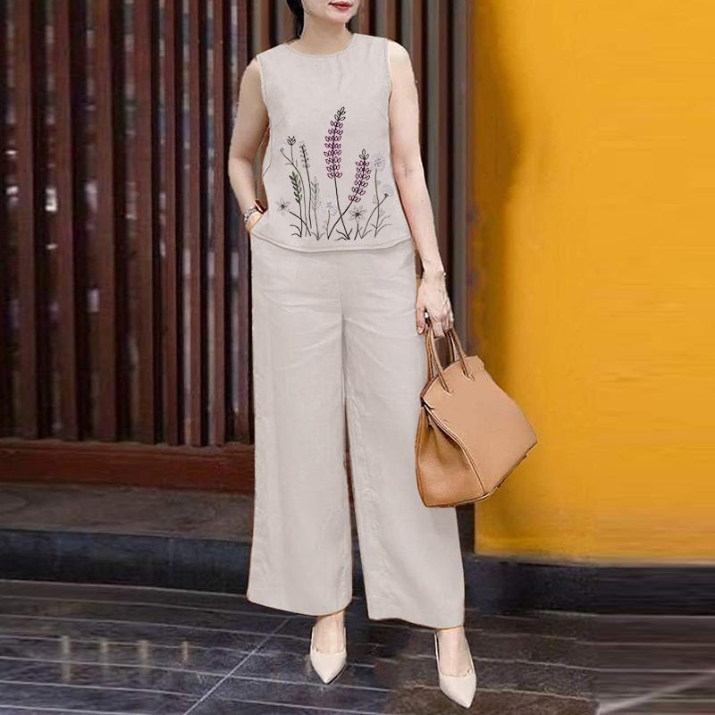 ZANZEA Женские топы и брюки с вышивкой, повседневные комплекты из двух предметов 4XL
ZANZEA Женские топы и брюки с вышивкой, повседневные комплекты из двух предметов 4XL