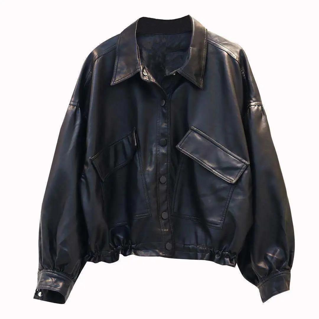 Женская куртка свободного покроя из искусственной кожи с короткими лацканами и длинными рукавами на весну и осень XXS
Женская куртка свободного покроя из искусственной кожи с короткими лацканами и длинными рукавами на весну и осень XXS