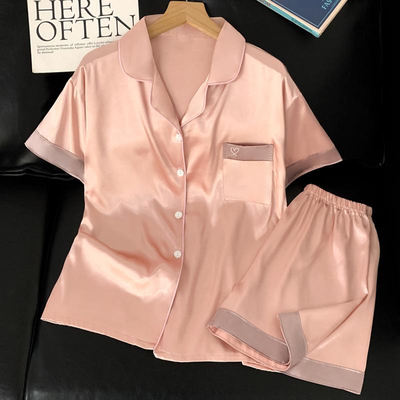 Ice Silk Pajamas Women S Summer Short-Sleeved Shorts Solid Color High-End Sense Sweet Temperament Loungewear Set 2XL
Ice Silk Pajamas Women S Summer Short-Sleeved Shorts Solid Color High-End Sense Sweet Temperament Loungewear Set 2XL